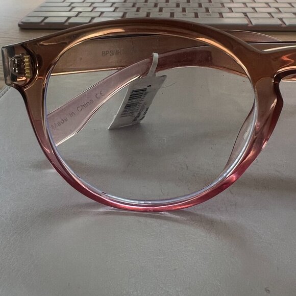 Nordstrom Office Chic Blue Light Computer Acetate Glasses Pink Nude 58mm - Picture 8 of 11